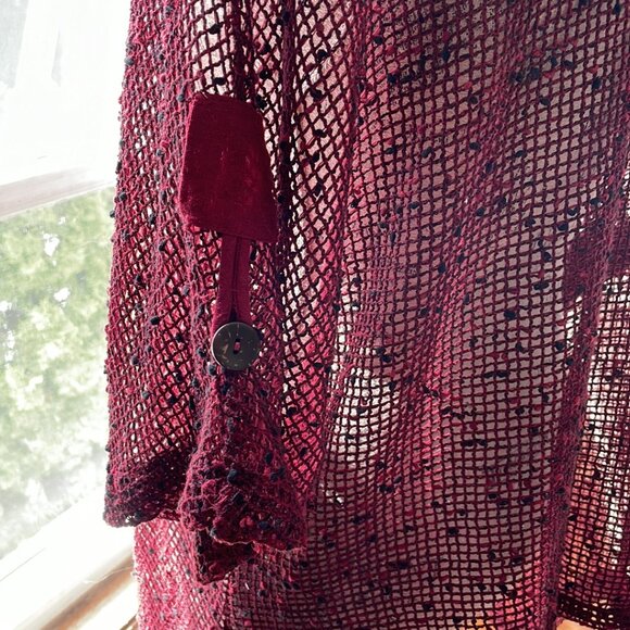 Keren Hart red open weave 100% cotton large coverup, vest, blouse - Picture 9 of 11